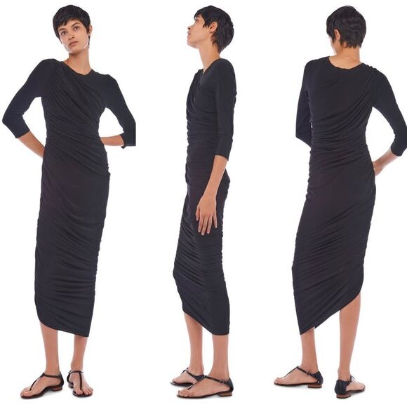 Norma kamali long sleeve diana dress to knee black Small - Picture 4 of 8